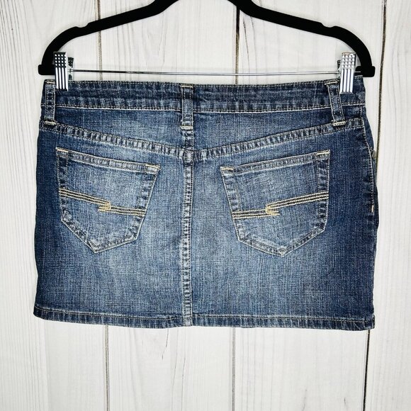 Arizona Jean Co. Mini Skirt Sz 7 Denim Stretch 32" Waist 12" Length - Picture 4 of 6